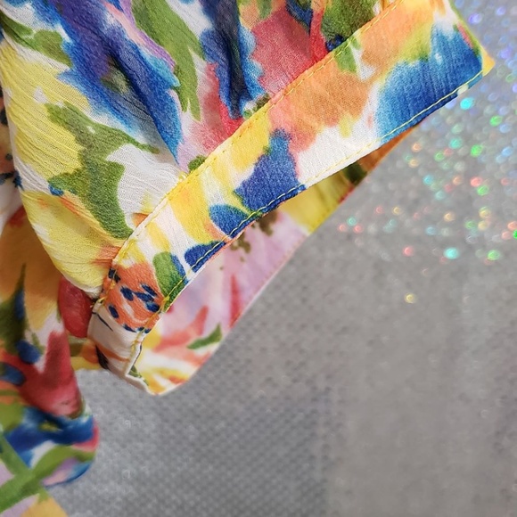 Yellow Floral Victorian Ruffle Button-up Blouse - Picture 3 of 4